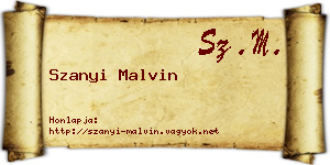 Szanyi Malvin névjegykártya